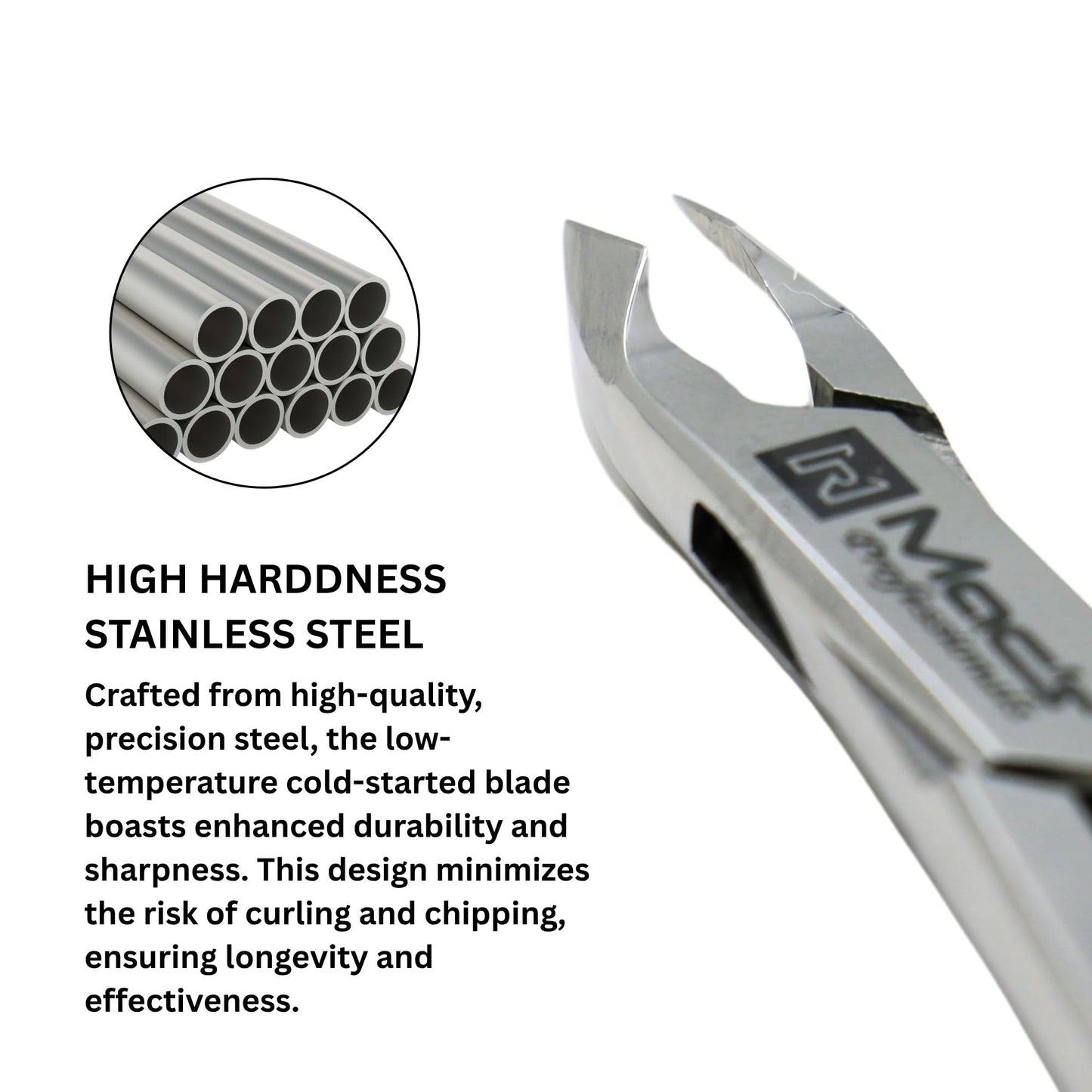 Macs Professional Cuticle Nipper – Surgical Stainless Steel, Precision Half-Jaw Blades, Ergonomic 4-Inch Cuticle Remover & Trimmer for Manicure & Pedicure