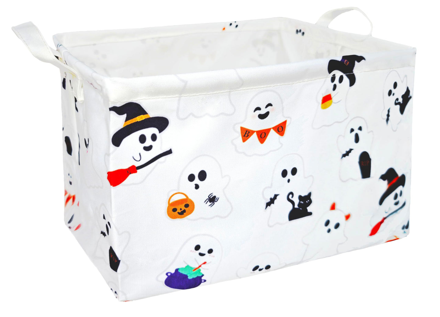 TUZIANAN Halloween Ghost Basket, Cute Boo Basket for Gifts Foldable Storage Bin with Handles for Home Closets Shelf Offices,Bedrooms,Dorm Toy Storage (Halloween ghost basket)