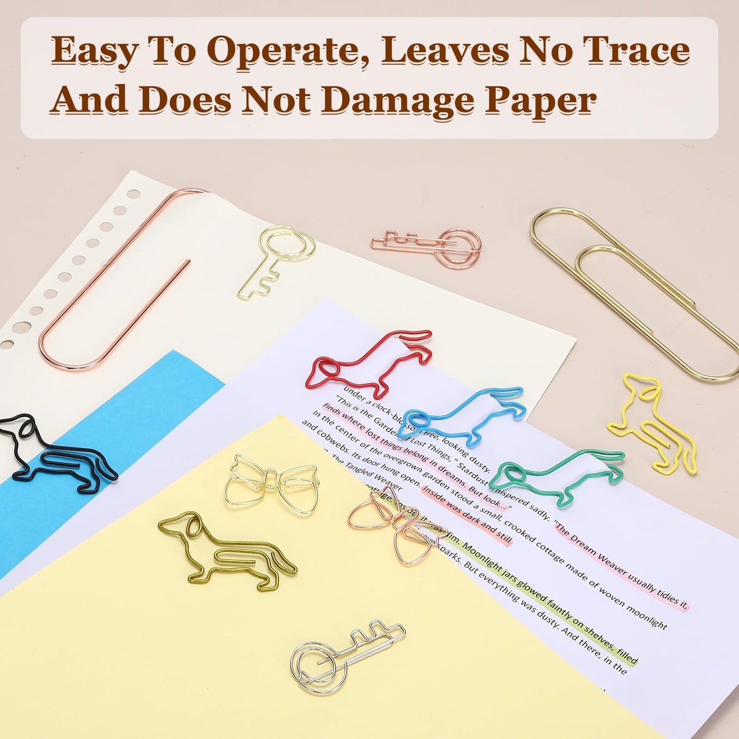 PATIKIL 24 Pcs Pin Shape Paper Clip, 3.9x1 Inch Large Pin Paper Clip Cute Metal Planner Bookmarks Decorative Clamps Holders for Document Office Home, Rose Gold