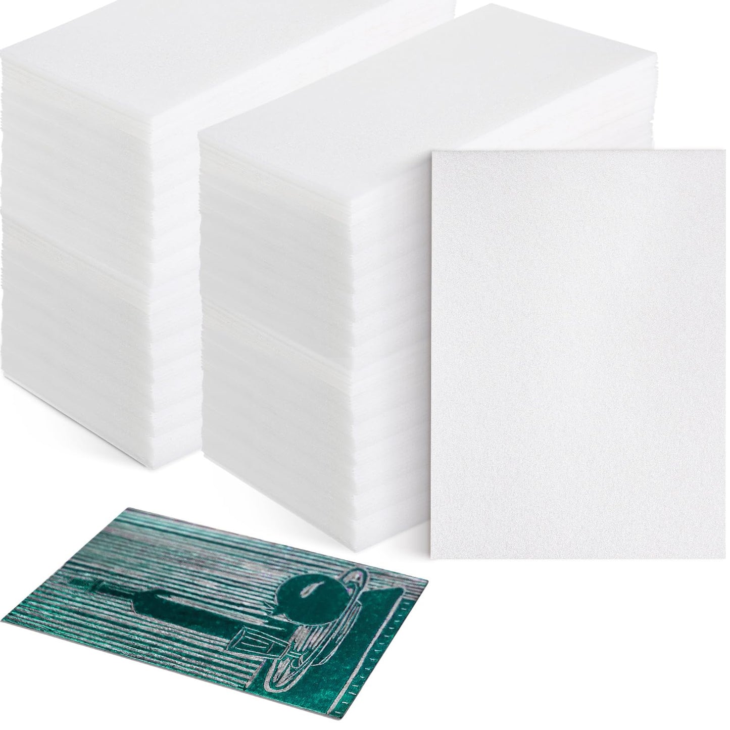 Pangda 360 Pcs White Foam Printing Plates, Foam Sheets Crafts Color Craft Board for Printmaking, Card Making, DIY Project, Stamp, Classroom, Scrap Booking (1.3 mm Thick)