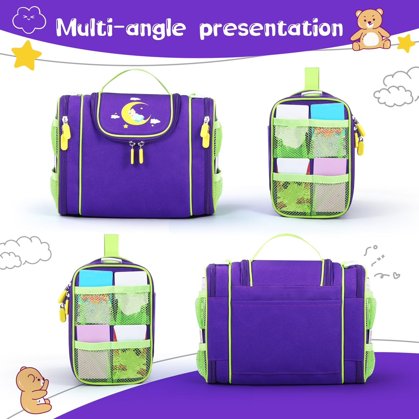 Carrying Case Compatible with Yoto player, Cards Storage Bag with Handle and Shoulder Strap, Travel Storage box for Audio Music Player & Headphone Accessories (Purple)