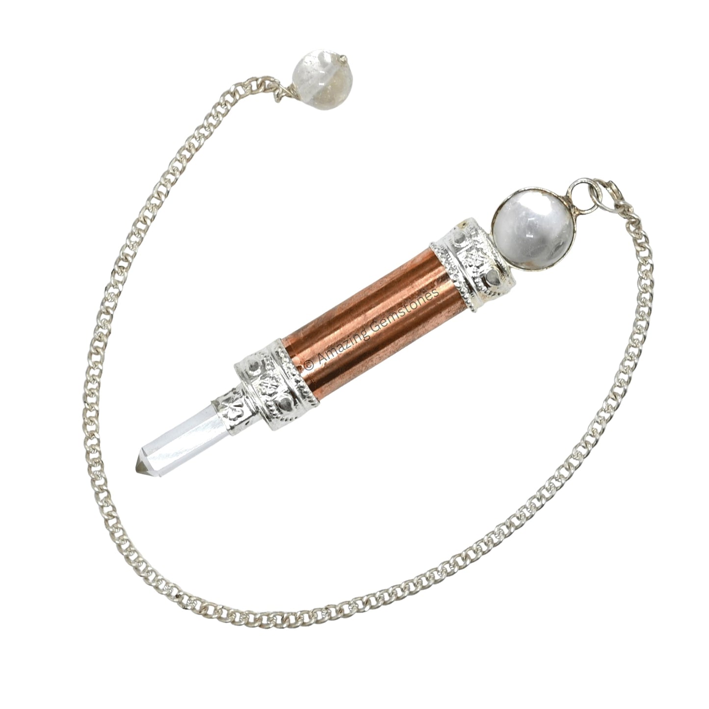 Amazing Gemstone Healing Metal Pendulums for Divination, Copper 3 Piece Ring Cone Steel Copper Pendulum High Energy Pendulo de Bronce Pendulos de Mesa MP68