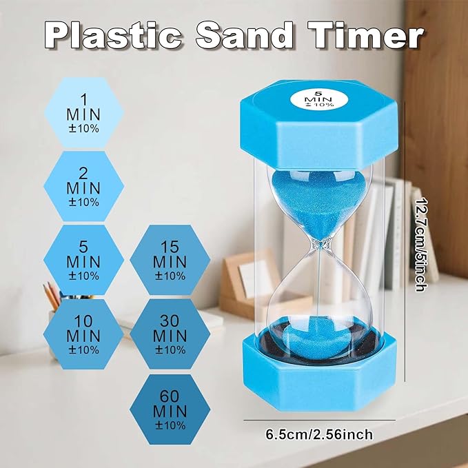 Hourglass Sand Timer 1 Minute, Unbreakable 1m Hourglass Sand Clock, Plastic SandWatch 1 Min, Reloj De Arena 1 Minutos, Colorful Hour Glass Sandglass for Classroom Games(Blue)