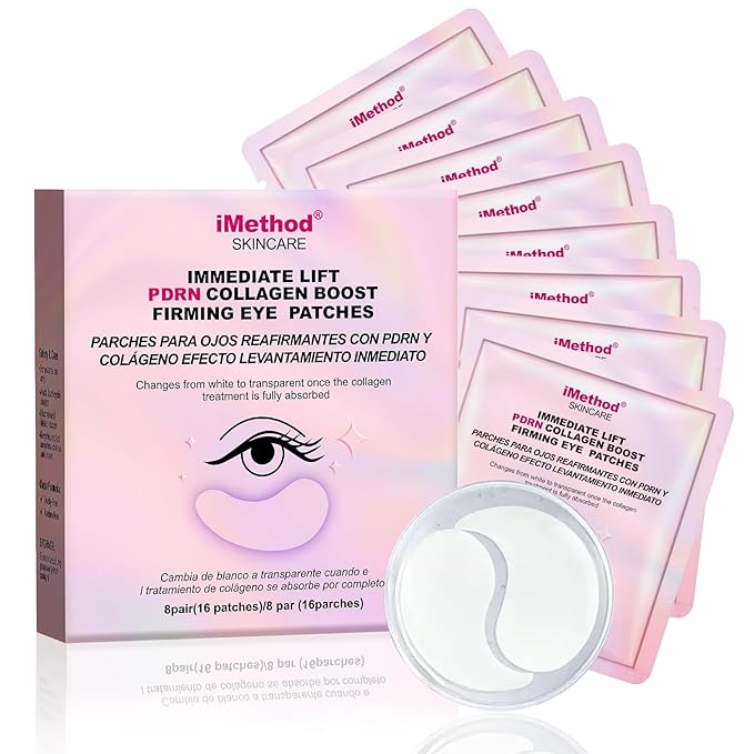 iMethod PDRN Collagen Boost Eye Mask - Under Eye Patches, Instant Lift Under Eye Mask for Reduce Fine Lines & Wrinkles, Firming Eye Patches for Puffy Eyes, Eye Bags, Dark Circles, 8 Pairs