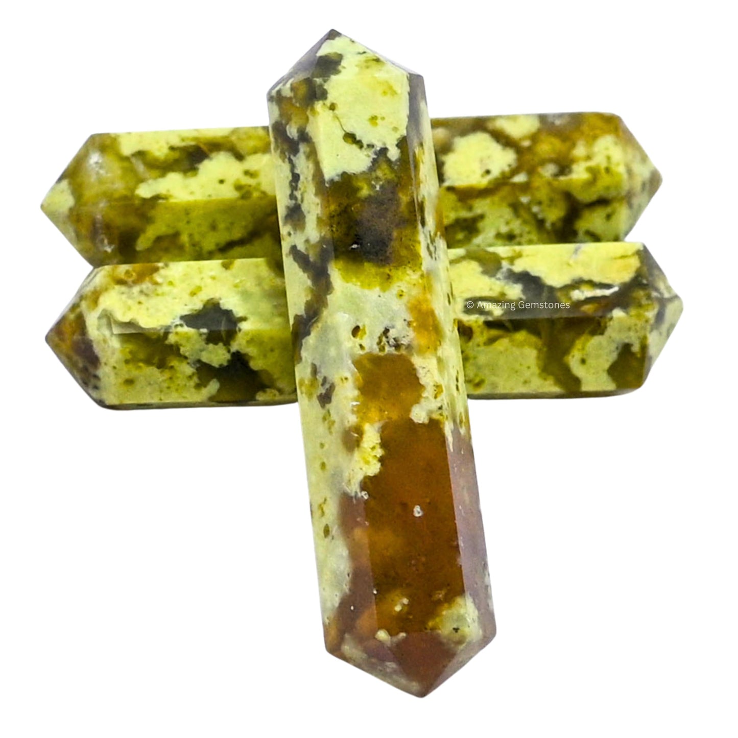 Amazing Gemstone Green Opal Crystal Points Bulk Healing Crystals - Pack of 3 Double Terminated Healing Wand Point Bulk Crystals for Crafts, Crystal Grid - Premium Crystals for Beginners Gifts