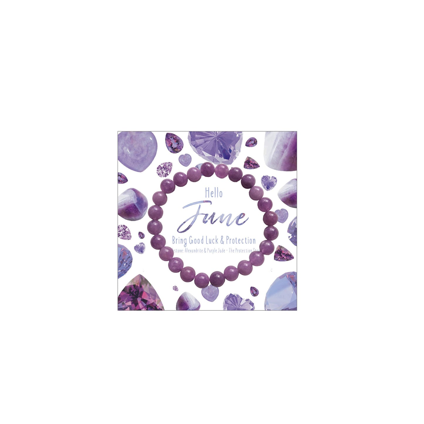 Naupyal June Birthstone Bracelet for Women Men,Purple Jade Natural Stone Beaded Bracelets,Healing Crystal Gemstones Stretch Bracelet Stress Relief Month Bracelet Birthday Jewelry Gifts