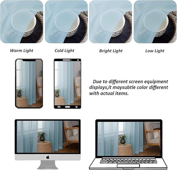 Chyhomenyc Sky Blue Sheer Curtains 120 Inches Long - Light Filtering Voile Extra Long Panel Drapes for Floor to Ceiling Window, Elegant Soft Living Room Curtains, Each 42Wx120L Inch, 10FT, 2 Panels