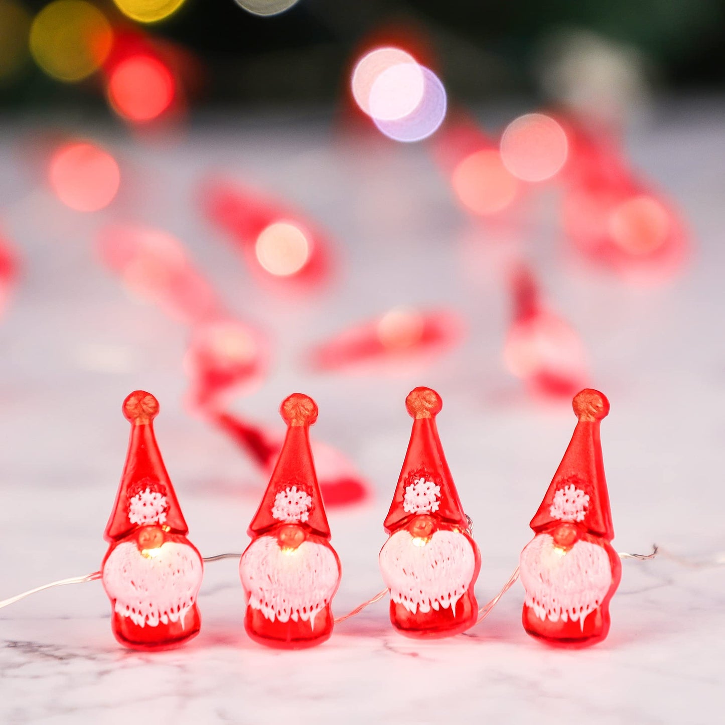 Christmas String Lights 10ft 30 LEDs Red Gnome Battery Powered & USB Plug in with Remote Christmas Garlands Ornaments Twinkle Light for Home House Party Decoration