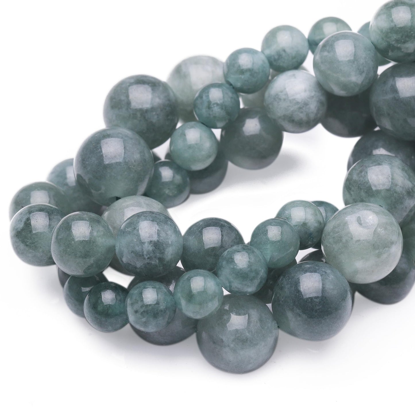 Chicager Natural Jade Beads for Jewelry Making,8mm Blue Jadeite Polished Smooth Round Gemstone Beads for Bracelet Necklace 15 Inch