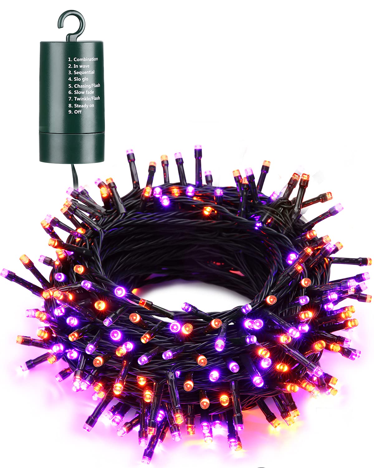 Flacchi Orange Purple Halloween Lights, 67 ft 200 LED Battery Operated String Lights Waterproof 8 Modes & Auto Timer Mini Lights for Halloween Decorations, Home, Party, Holiday Decor Outdoor Indoor