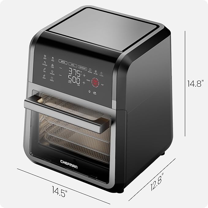 Chefman 12-Quart 6-in-1 Air Fryer Oven with Digital Timer, Touchscreen, and 12 Presets - Family Size Countertop Convection Oven, Dishwasher-Safe Parts