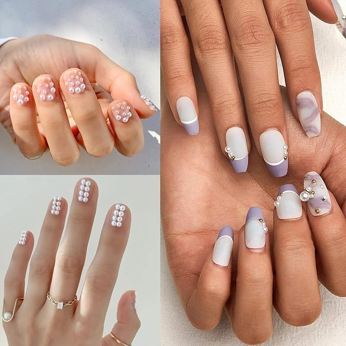 4000PCS Flatback Rhinestones and Half Round Pearls Kit #40, Multi Size Glass AB Crystals, Plastic Flat Back White Dome Bead with Pickup Pencil and Tweezer for Nail Art