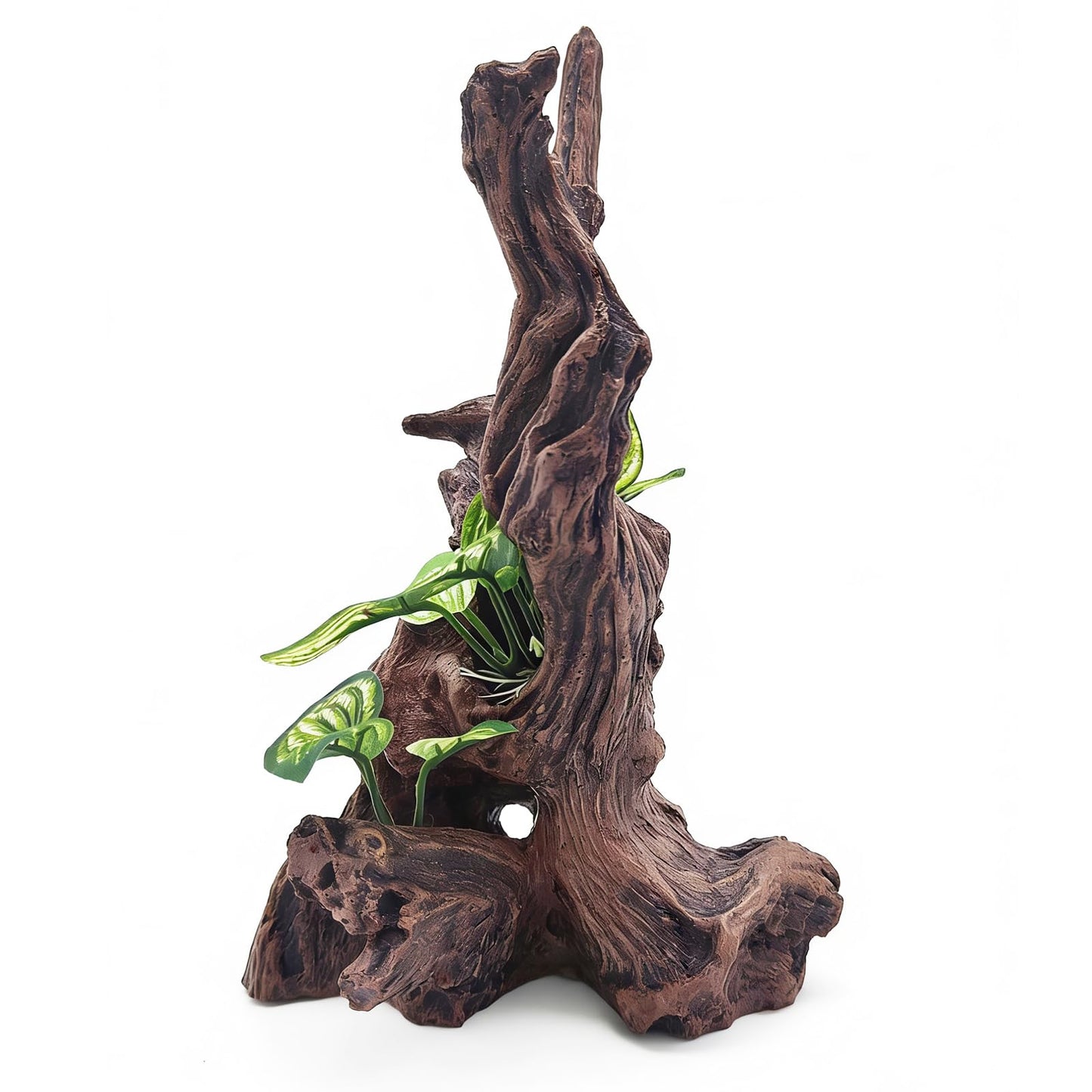 PEUILST Resin Simulation Driftwood Aquarium Decor, Fish Tank Landscape Ornament Hideout for Betta Goldfish Amphibians Reptiles Rest Play Accessories