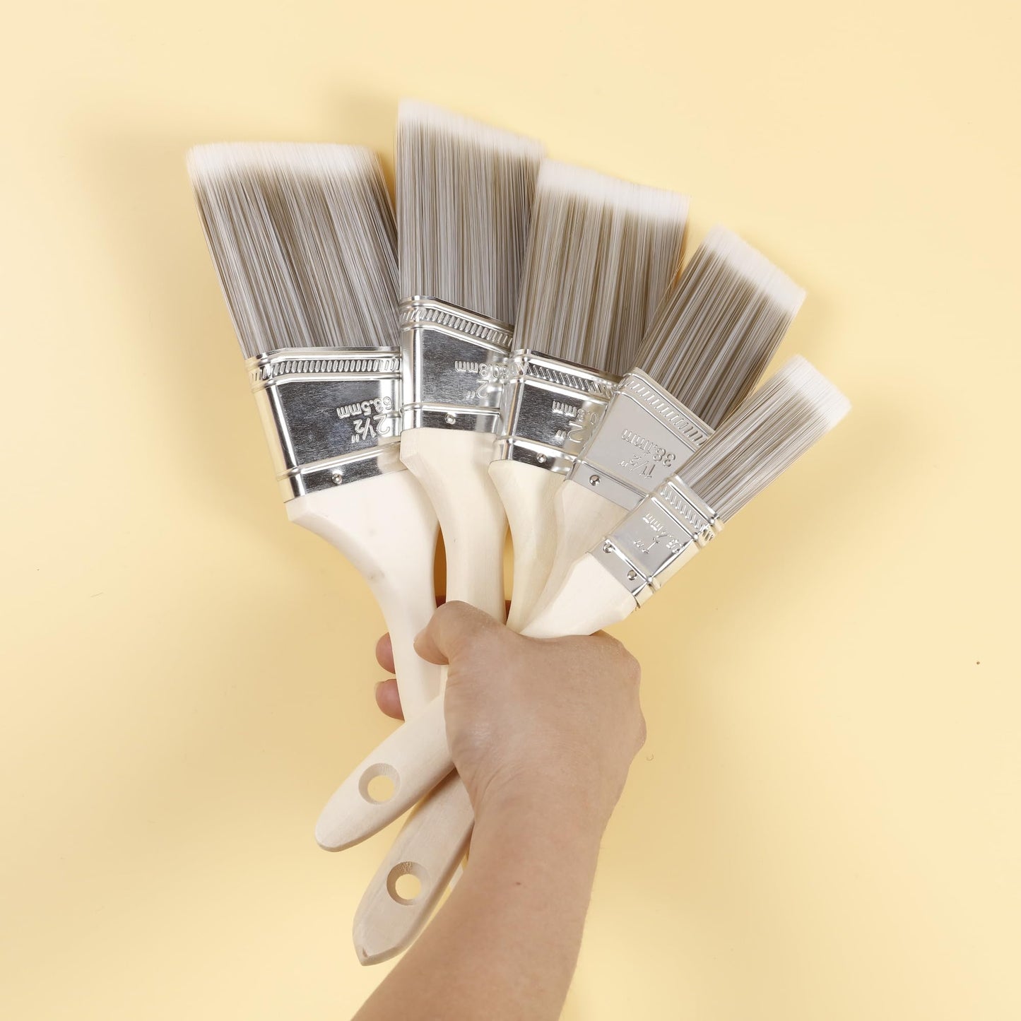 Incraftables Assorted Chalk Paint Brush Set (5pcs) – Natural Bristle Paint Brushes for Furniture, Chalk Painting & Wall Decor – Kids & Adults