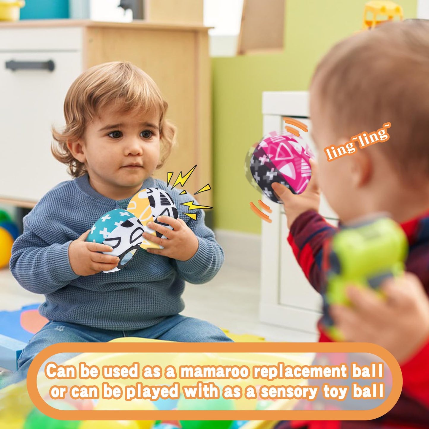 Tayerop The Replacement Balls (for Mamaroo Swing) Offer More Interaction and Reversible Ball Options to Complement The Multi-Coloured with MamaRoo Cradle in a Set of 3 Balls ﻿
