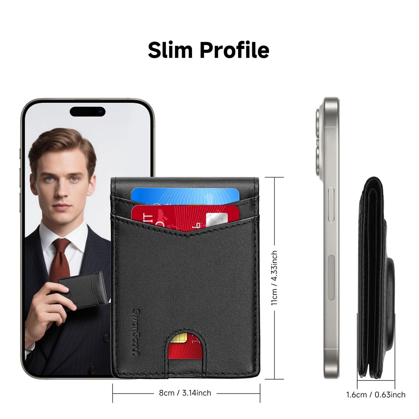 Wallet for Samsung Galaxy SmartTag2, Cash Pocket Version, RFID Blocking Genuine Leather Bifold Wallet With Gift Box (Not Include Tracker)