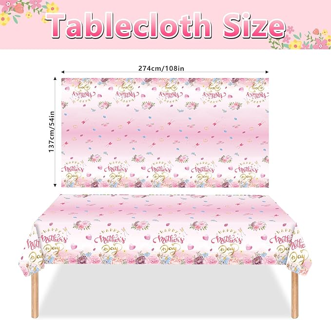 98 Pcs Mother's Day Party Supplies for 16 Guests | Floral Pink Tableware Set with Plates, Napkins, Cups & Banner