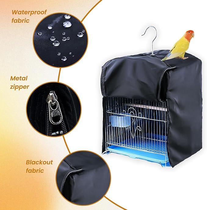 Wzttdm Bird Cage Cover for Night, Bird Cage Cover Shield, Black-Out Birdcage Cover, Good Night Windproof Light-Proof Cage Accessories for Parakeets Lovebirds Parrot (Only Covers)