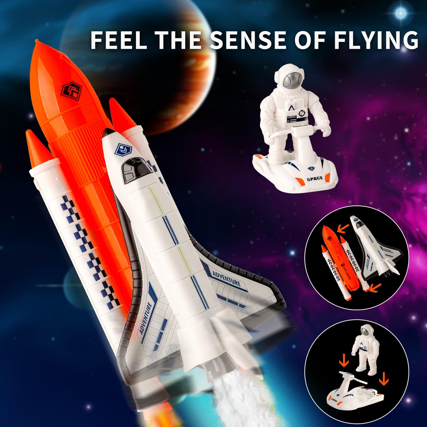 Wbzle Space Exploration Shuttle Toys, Space Explorer Toy Kit, Include Signal Receivers, Satellites, Astronaut, Space Scooter, Space Toys Gift for Exploring Boys and Girls