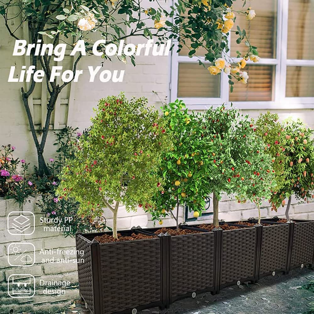 Souwuokoo Large Planters for Outdoor Plants Raised Garden Bed Kit Rectangular Elevated Plastic Garden Boxes for Gardening Vegetables Flowers in Backyard Patio Balcony