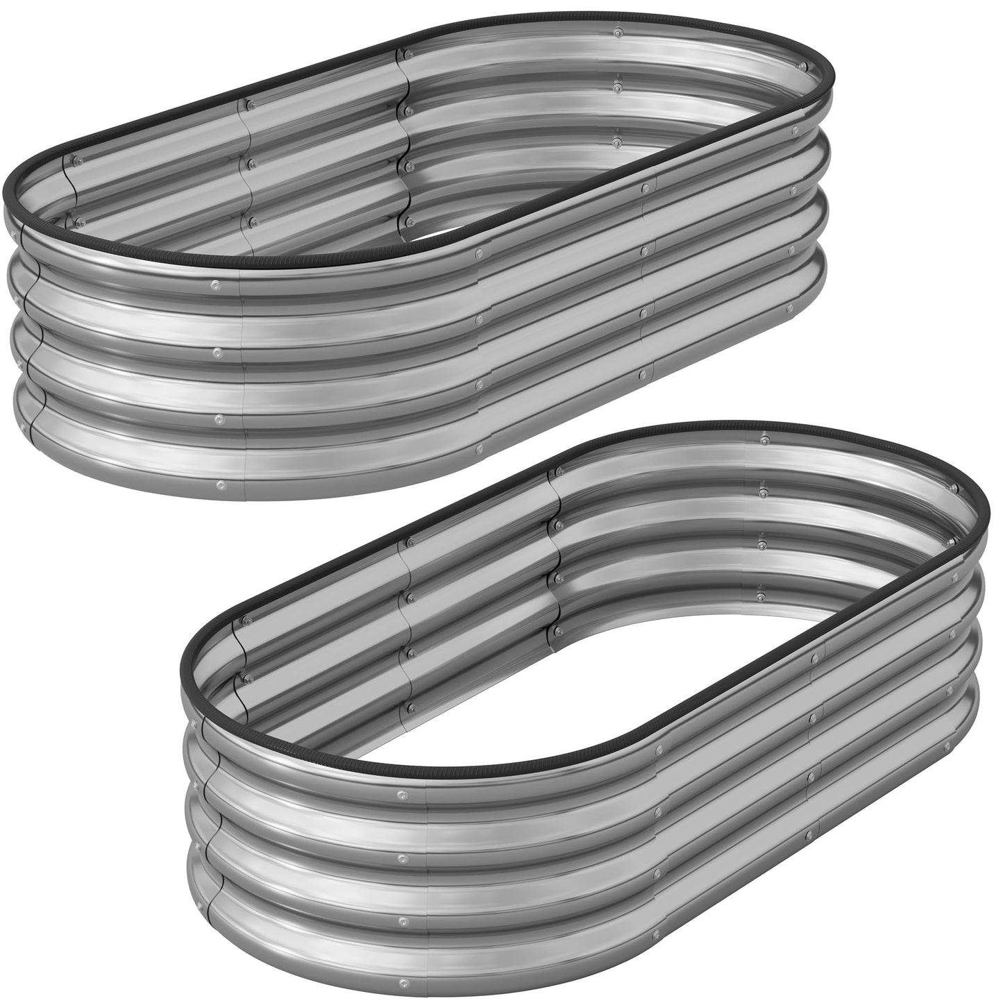 Anmiro Planter Raised Beds Metal Kit, 4×2×1ft 2 Pack for Outdoor Planter Boxes with Easy Assembly,Oval Large Galvanized Garden Beds for Vegetables, Fruits, Flower Silver