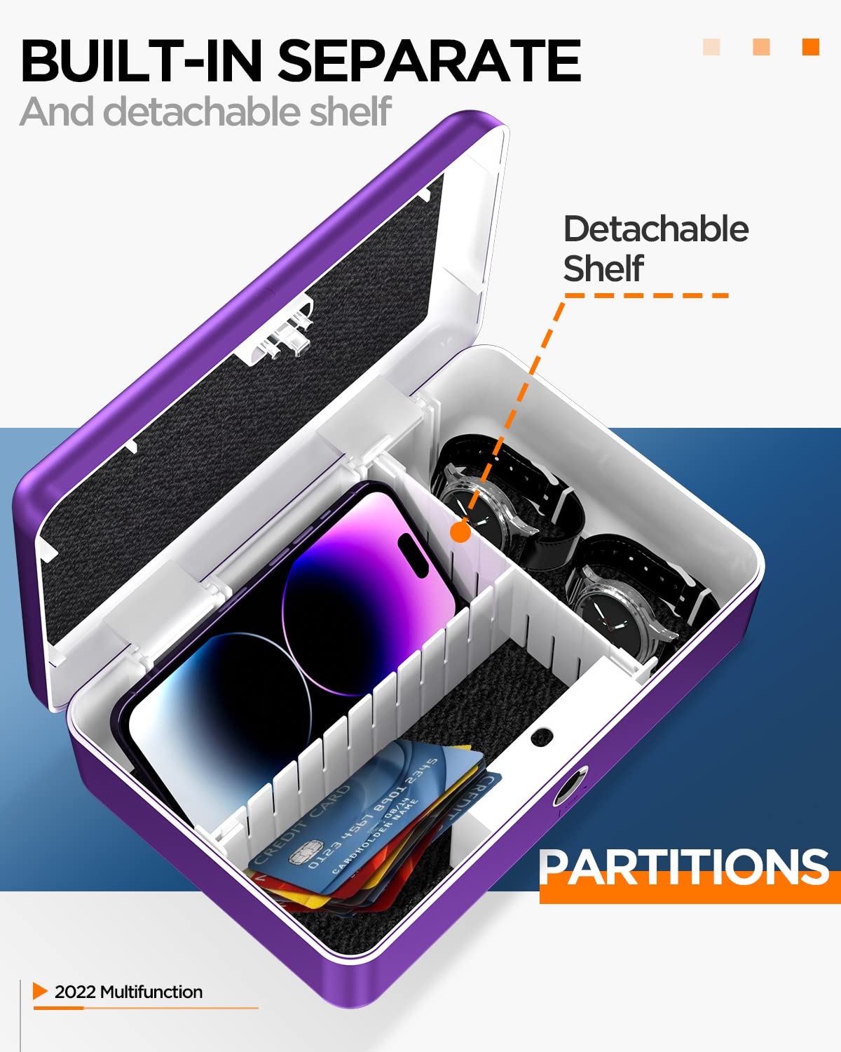 AICase Biometric Fingerprint Storage Box, Portable Cash Jewelry Security Lock Box Safe, Combination Lock for Car, Home, Office Travel