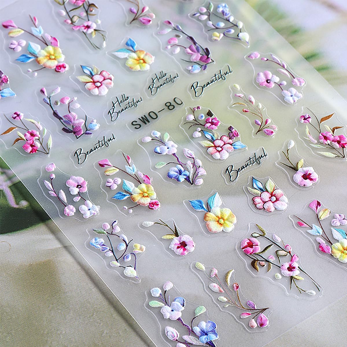 Easter Nail Stickers 6 Sheets - 5D Embossed Bunny, Eggs & Flowers Design, Self-Adhesive Nail Art Decals for Women DIY Manicure