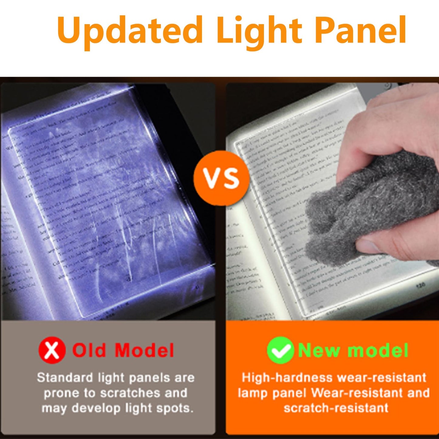 ECHBX Smart Flat Book Light, Rechargeable Clear LED Reading Light with 3 Colors & Timer, Dimmable Full Page Panel Plate Lamp, Kids Eye Protection for Night Reading in Bed