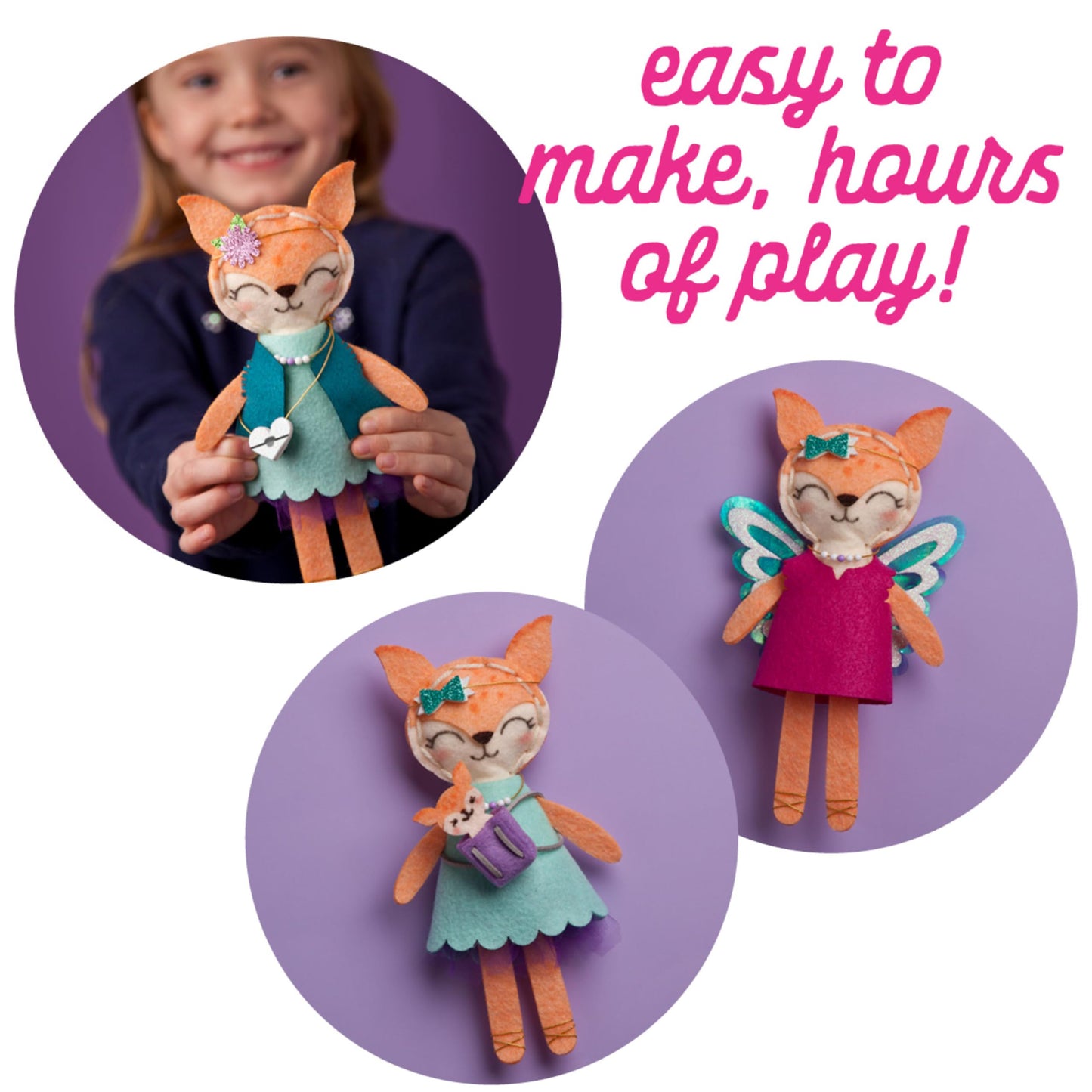 Craft-tastic – Make a Fox Friend Craft Kit – Learn to Make 1 Easy-to-Sew Stuffie with Clothes & Accessories