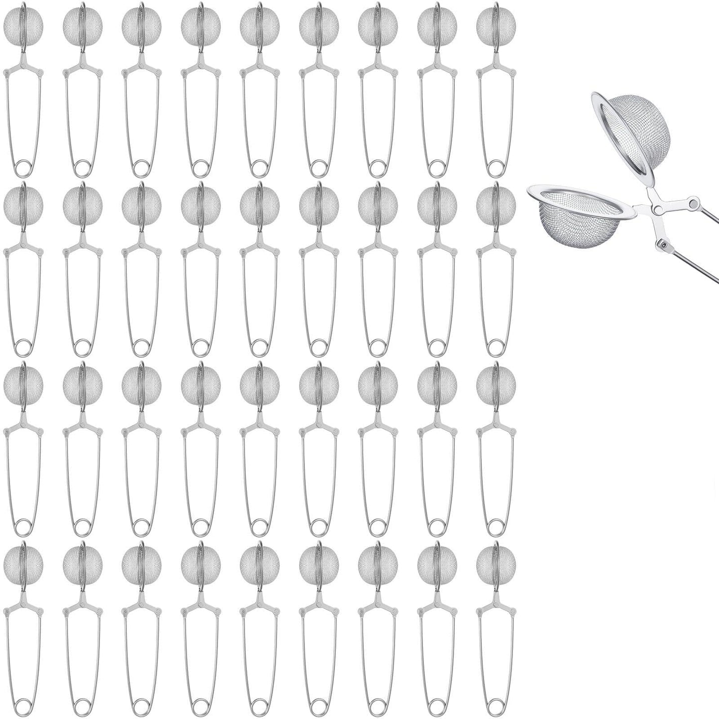 Ckhoid 36PCS Tea Infuser Filter with Handle, Snap Ball Tea Strainer, Stainless Steel Fine Mesh Strainer Tea Steeper, Reusable Tea Ball Filter for Loose Leaf Tea Seasonings Spices