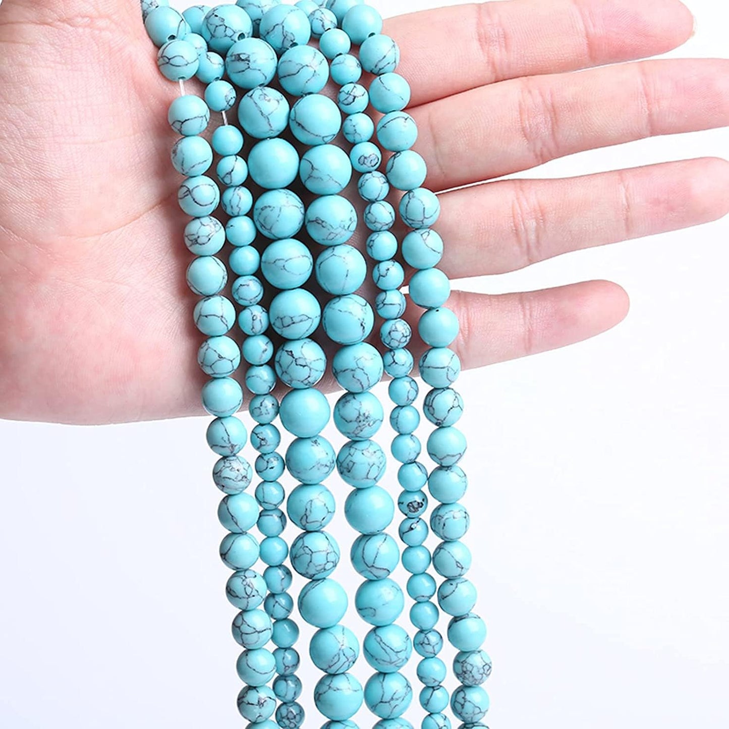 90PCS 4MM Blue Howlite Turquoises Stone Beads Natural Gemstone Bead Crystal Healing Energy Jewelry Making DIY 15 inches