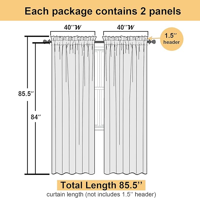 Lecloud Light Blue Sheer Curtains 84 Inches Long 2 Panels, Light Filtering Solid Voile Curtains for Living Room Bedroom, Dual Rod Pocket Gauzy Farmhouse Window Treatments, 40 W x 84 L Inch, Sky Blue