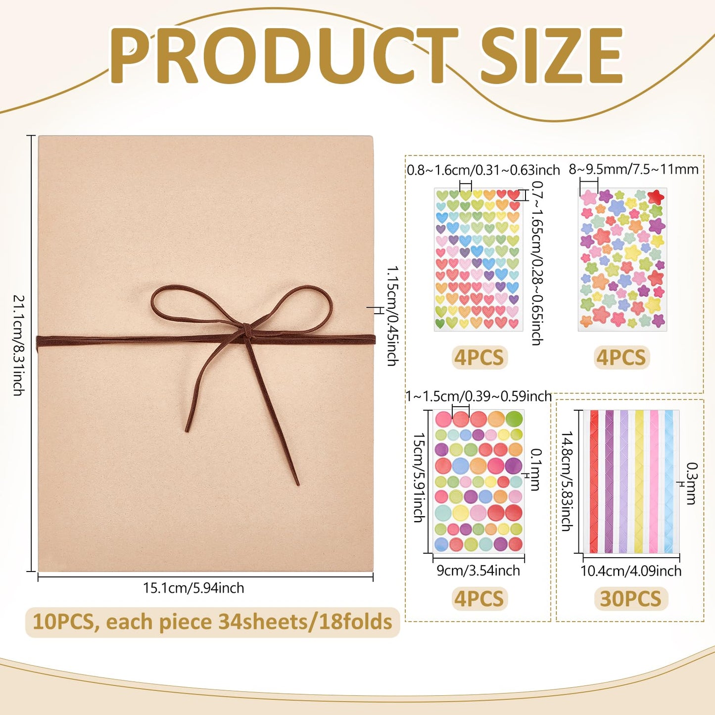 INTERWARM 10 Pcs Scrapbook Album 8x6Inch Small Paper Memory Book with DIY Accessories Kit, Folding Photo Collection for Anniversary, Graduation, Wedding, Valentine's Day(Colorful)
