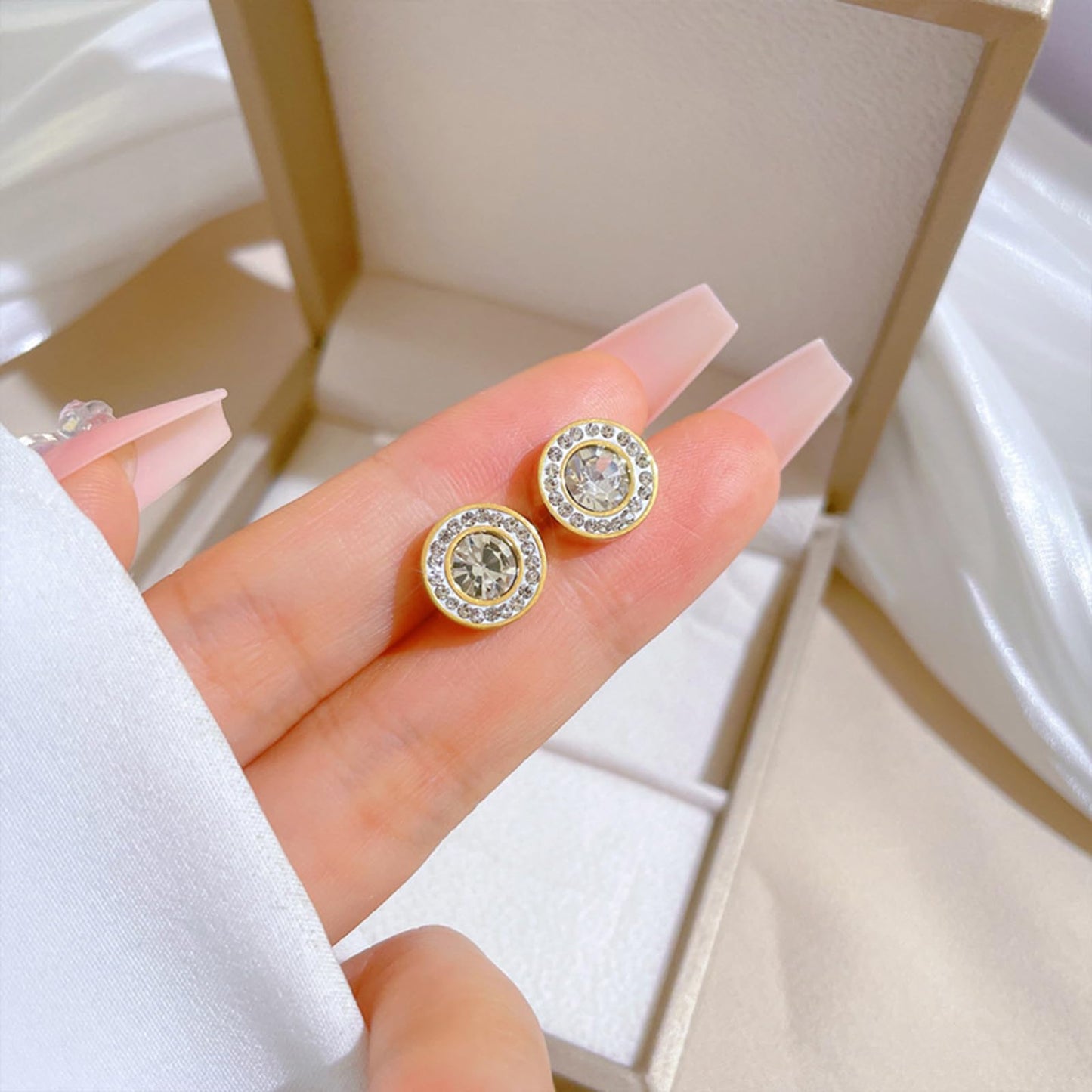 Lymphatic Earrings for Women Lymphatic Drainage Therapy Earrings Lymphvity Germanium Earring Lymph Detox Earring CZ Stud (Gold)