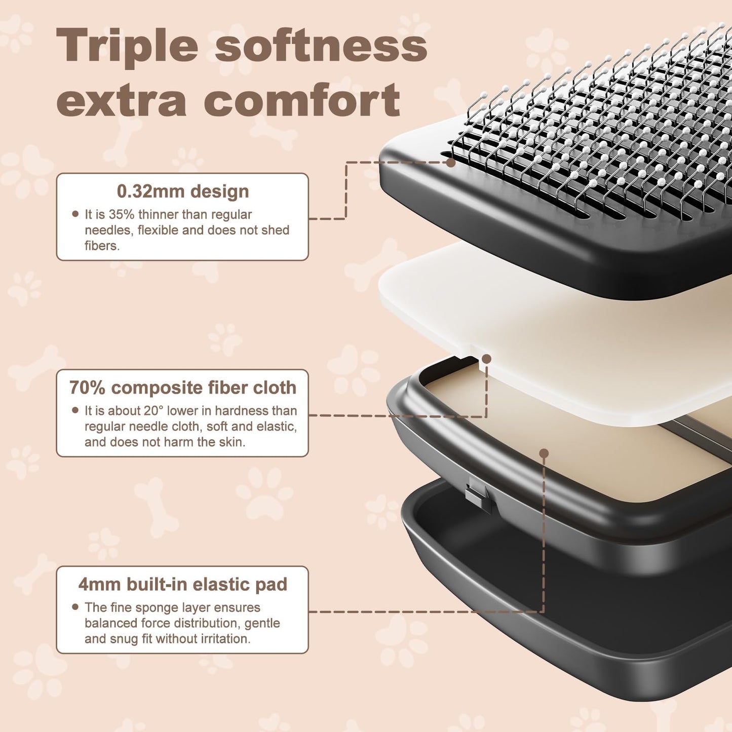 Self Cleaning Deshedding Cat Brush for Dogs & Cats,Adjustable Cat Brushes for Indoor Cats, Easy to Clean Grooming Tool for Long & Short Haired Pets