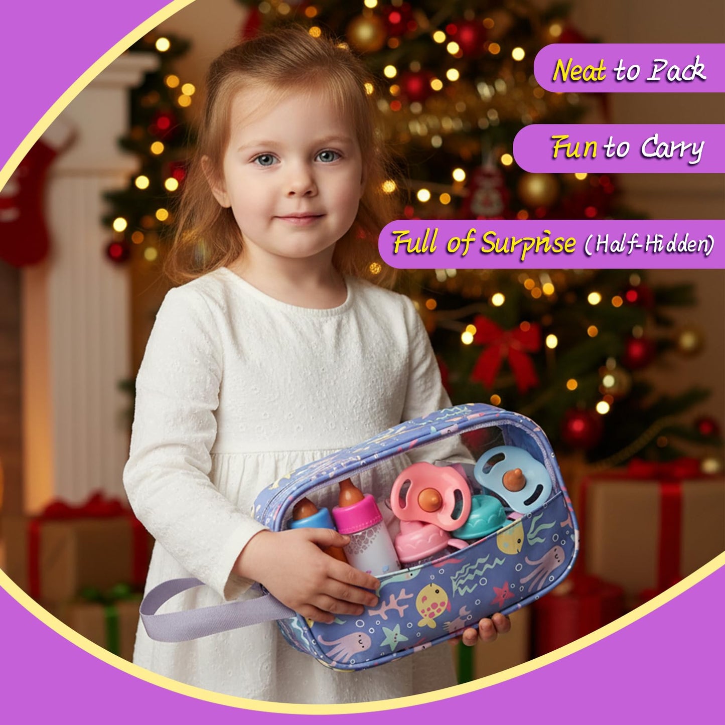 CARANOVO 6-Piece Baby Doll Feeding Set – Magic Bottles & Pacifiers for 10–24 Inch Dolls, Disappearing Milk & Juice Bottles, Pretend Play Accessories for Kids