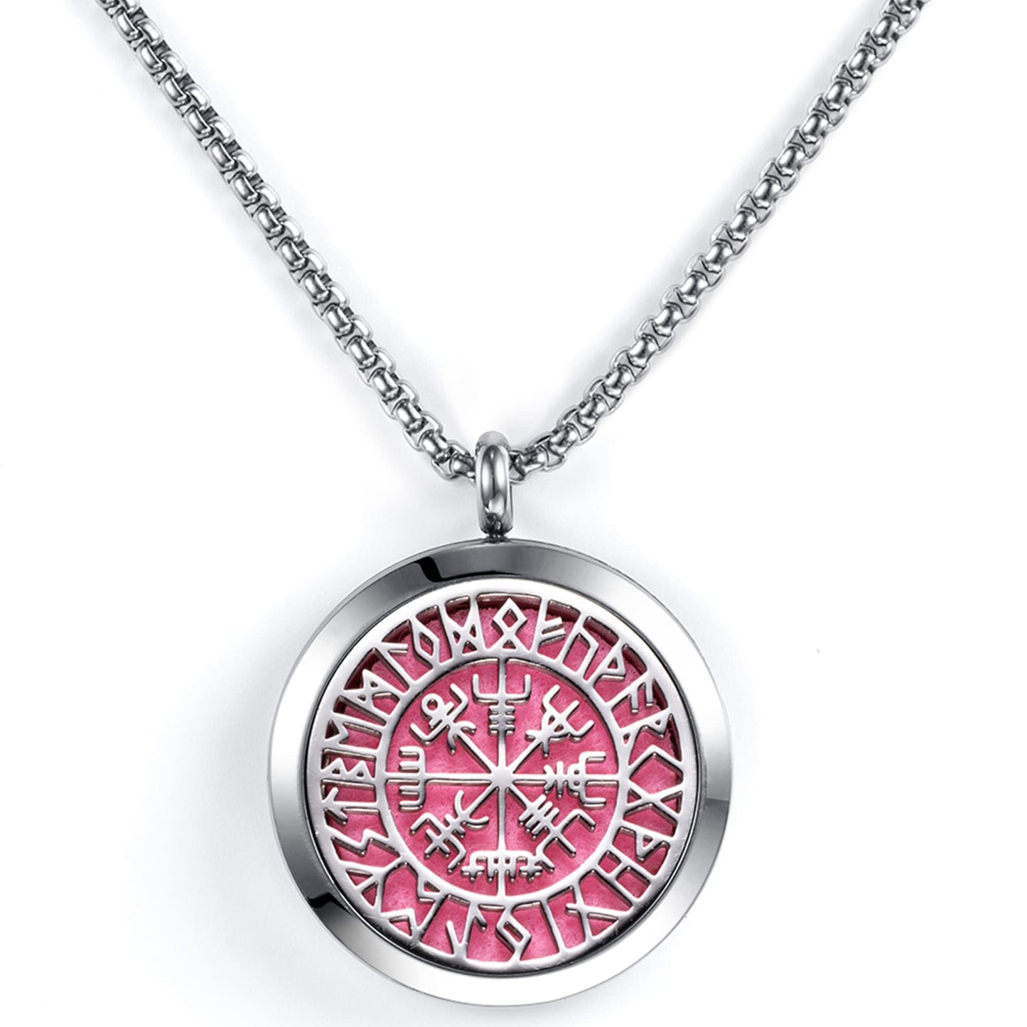 Norse Vikings Amulet Essential Oil Diffuser Necklace - Stainless Steel Locket- Best for Aromatherapy-Perfume, Fragrance, Scent Diffusers for Women