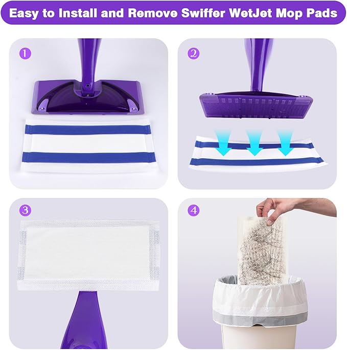 GLIMGLINT Mop Pad Refills Compatible with Swiffer Wet Jet, 4-Layer Thickened & Super Absorbent, WetJet Pads Refills, Cleaning Pads, Disposable Dry Floor Mop Pads, 64 Count
