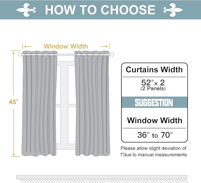 ChrisDowa Grommet Blackout Curtains for Bedroom and Living Room - 2 Panels Set Thermal Insulated Room Darkening Curtains (Stone Blue, 52W x 45L)