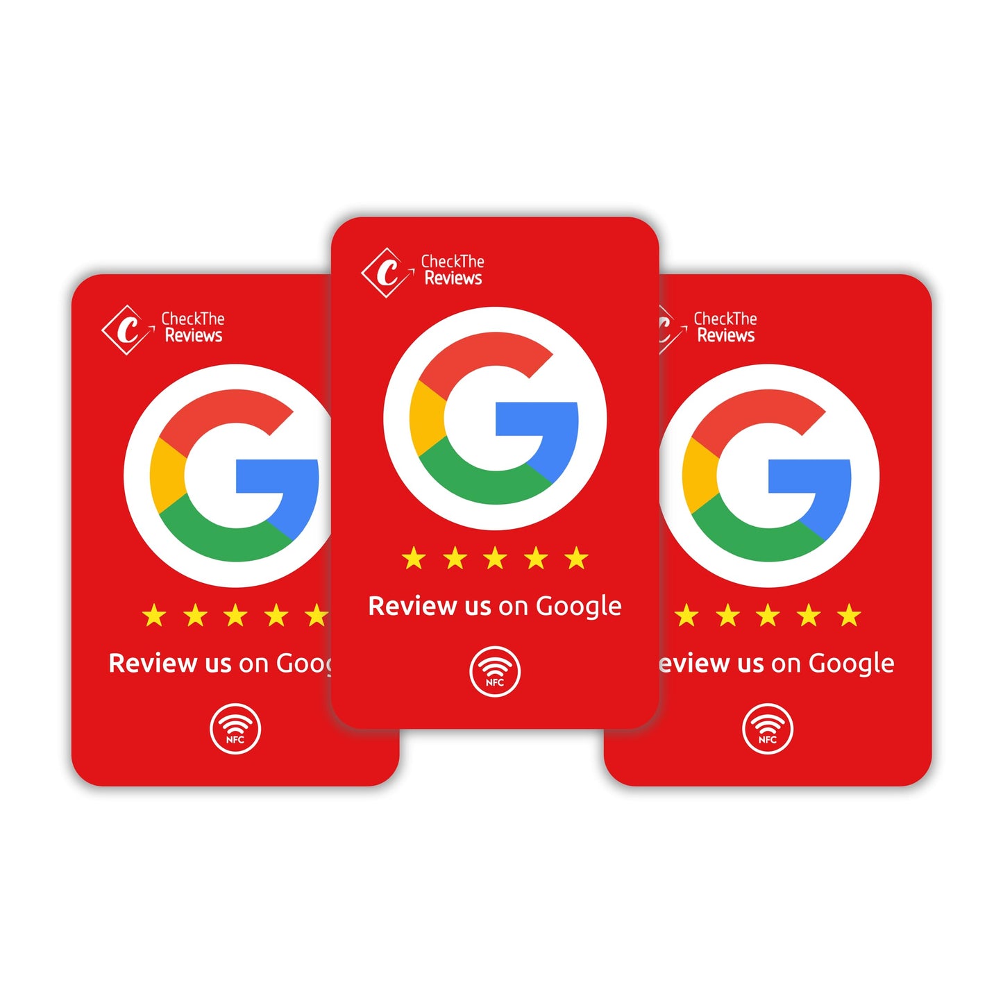 Check The Reviews Digital NFC Card - Smart Gadget for Reputation Management - Compatible with Google, Facebook, TripAdvisor - NFC Card for Customer Feedback via QR Code or Tap (3 Pack)