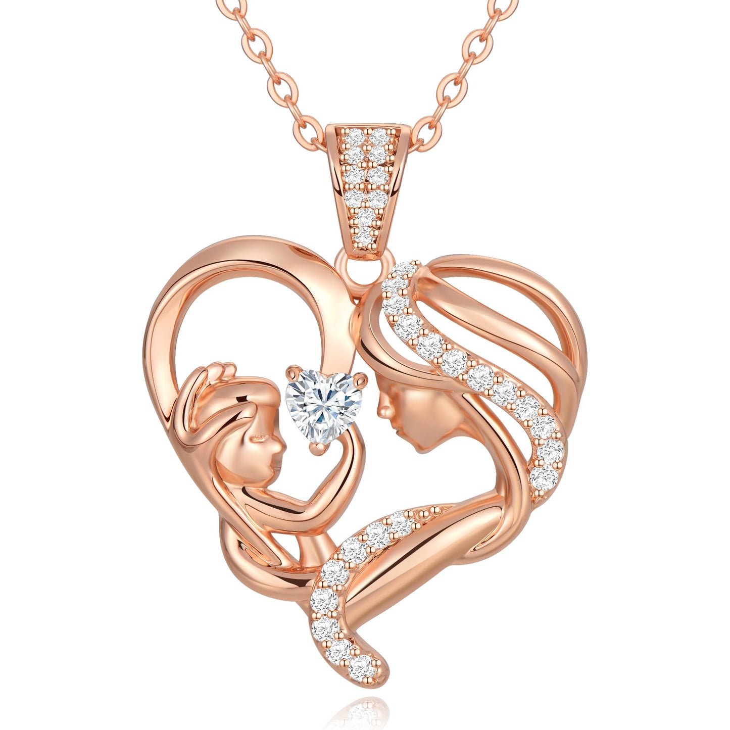 Zifeel Mothers Day Gifts for Mom Wife Her Grandma, S925 Sterling Silver Birthstone Necklaces Jewelry for Women, Mother's Day Love Heart Pendant Necklace for Anniversary Birthday Christmas Day