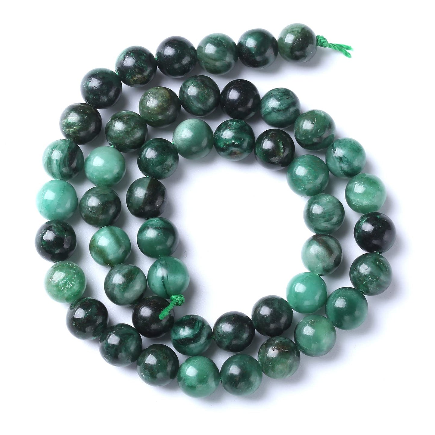 8mm 45pcs Natural Green Emerald Mica Crystal Gemstone Beads for Jewelry Making DIY Bracelet