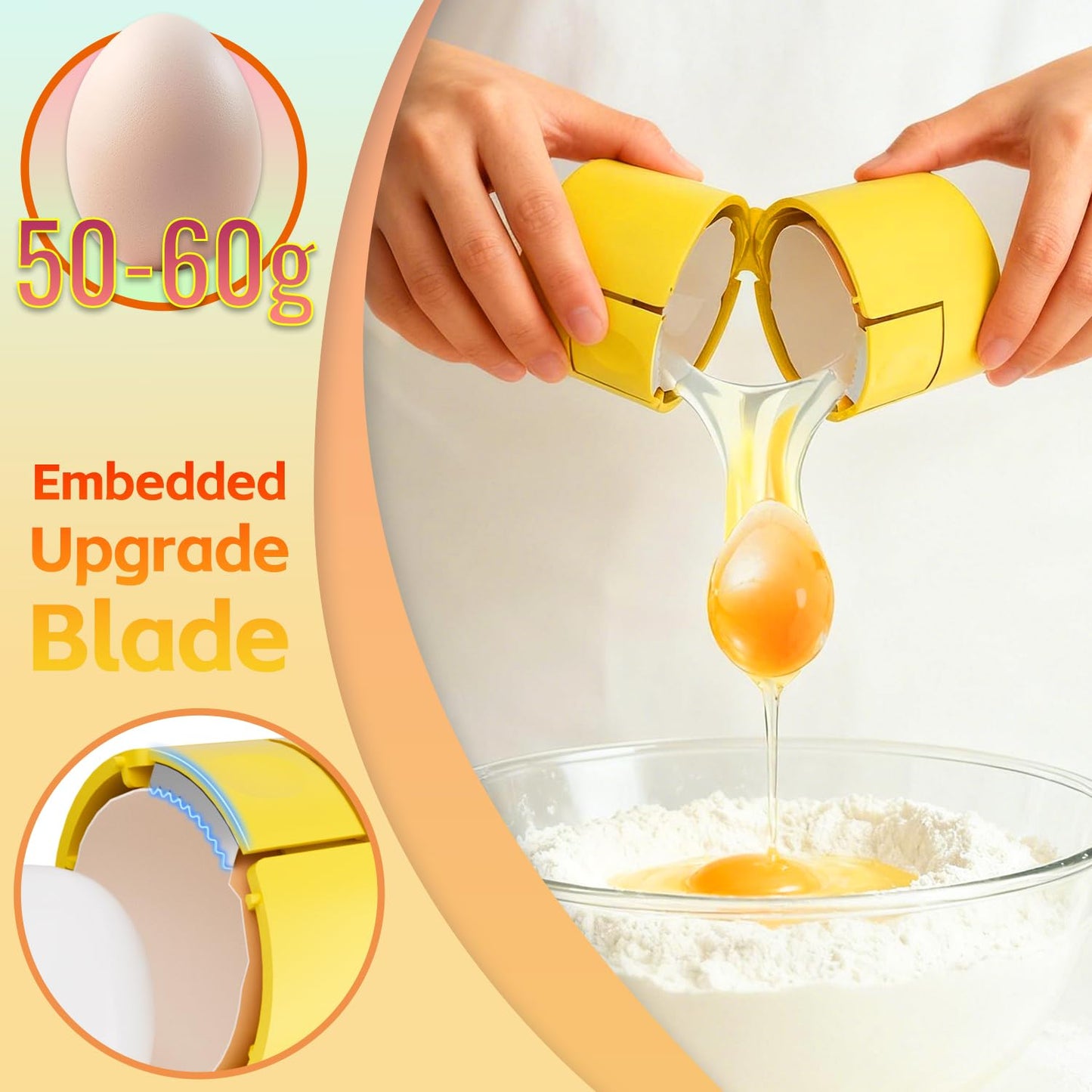 2 in 1 Egg Shell Opener, Egg Piercer for Hard Boiled Egg, Cute Egg Cracker for Raw Eggs, Egg Peeler Separator for Home Kitchen Gadgets Tool, Yellow