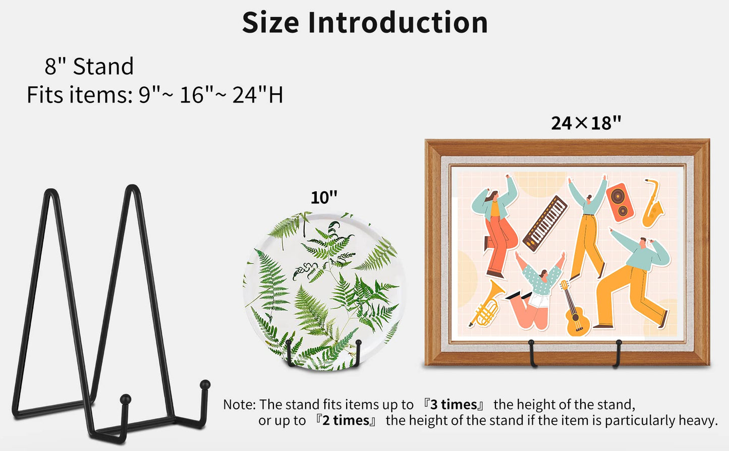 IBosins 5 Pack 8 Inch Plate Holder Display Stands, Large Metal Black Frame Stand for Picture, Book, Photo Easel, Creation, Collectibles