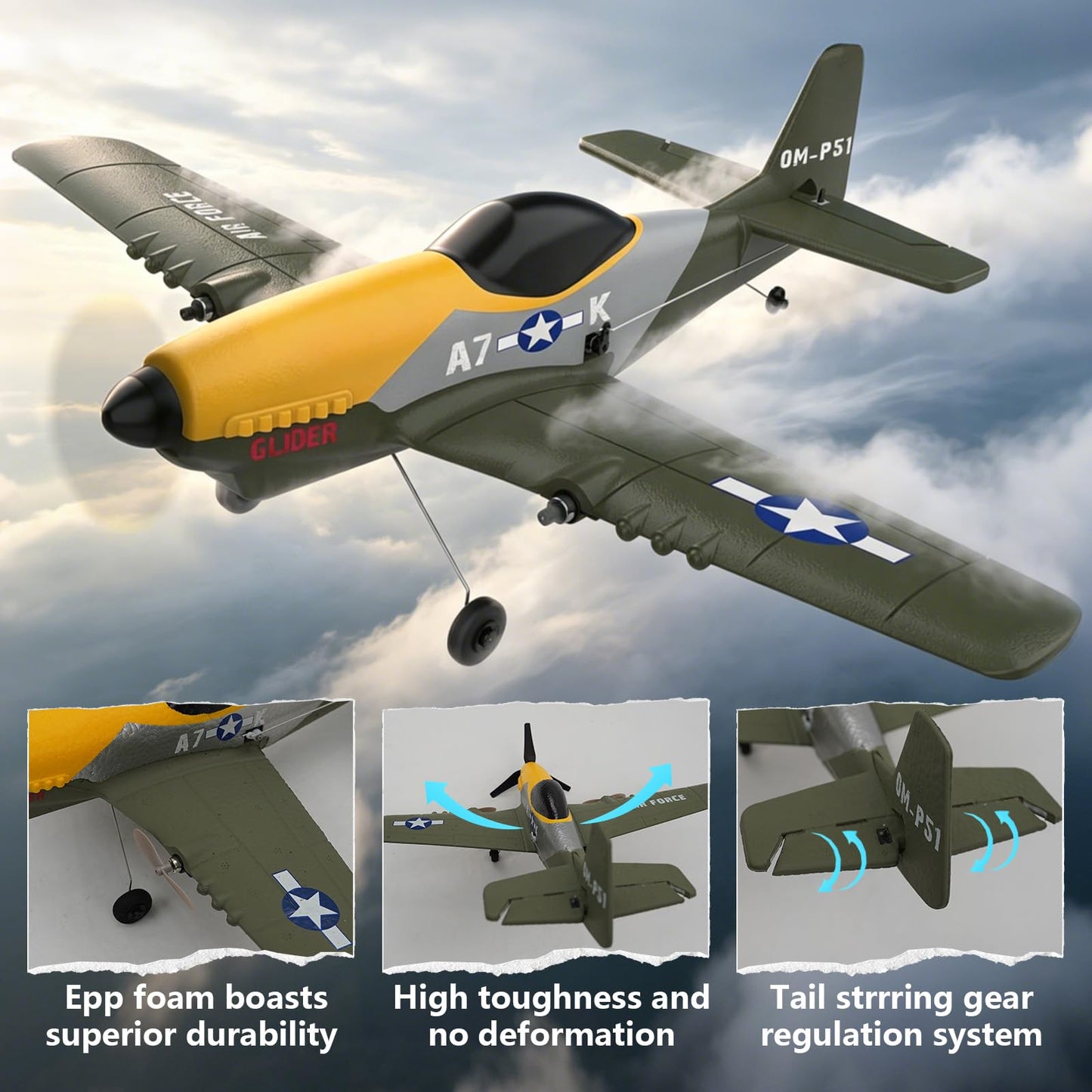 OMNANGO RC Plane，3 Channel RC Jet Plane with 2.4GHz Remote Control 6-Axis Gyro Drone for Kids 8-12 & Adults, Beginner-Friendly Outdoor Remote Control Airplane, Rechargeable Battery, Easy to Fly