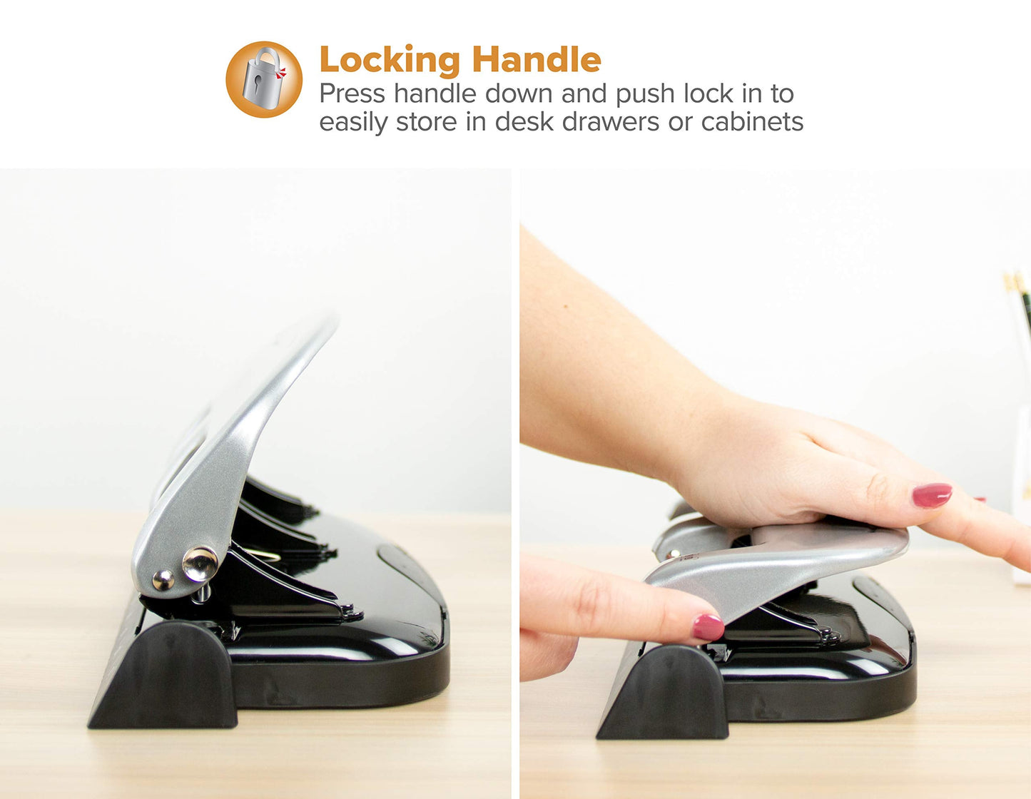 Bostitch Office EZ Squeeze 3-Hole Punch, 20 Sheet Capacity, Reduced Effort, No Jam Technology, Silver
