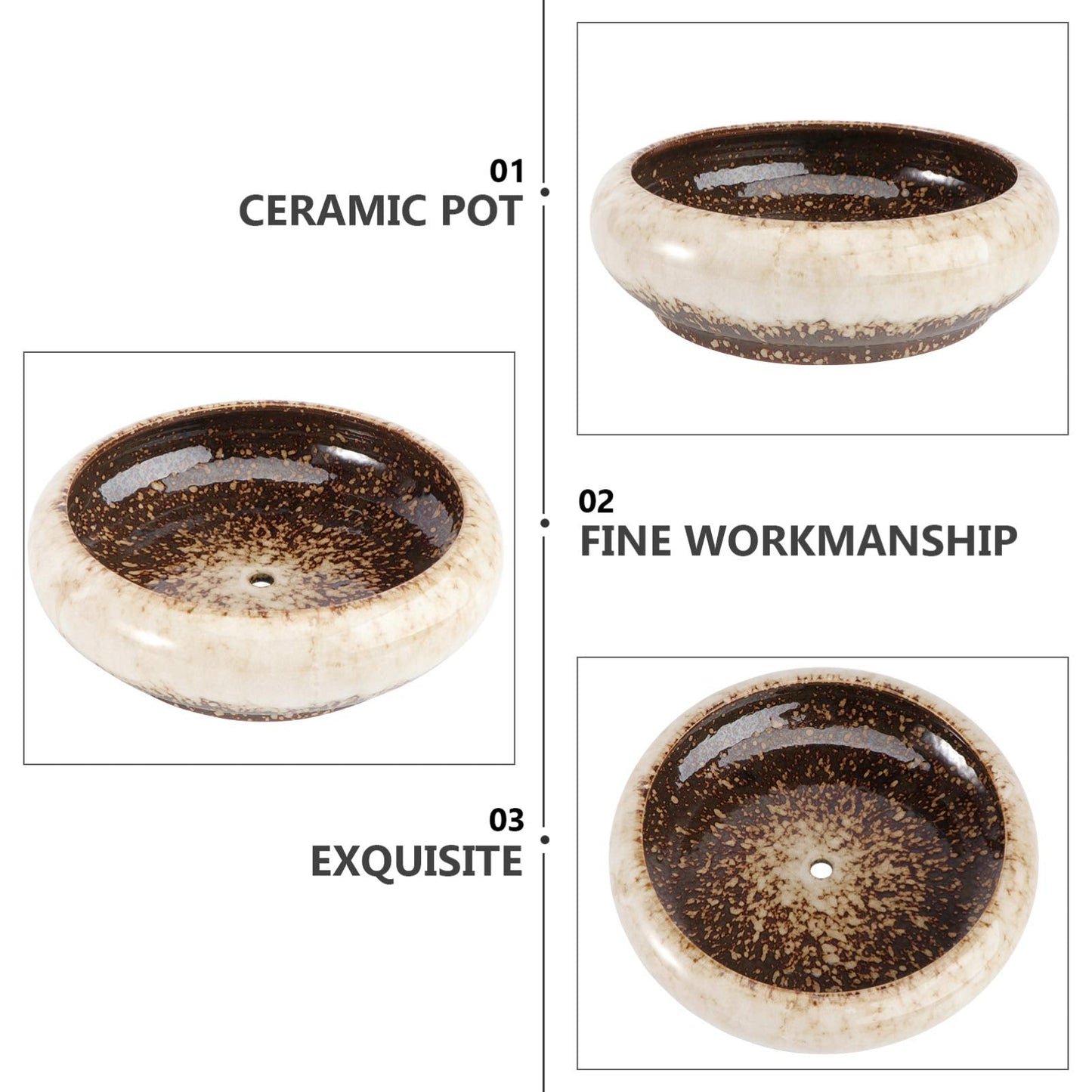 Ceramic Flower Pot 7.3 Inch Hydroponic Planter Bowl for Succulent and Water Plants Creative Gardening Vessel for Home Office Balcony Decoration