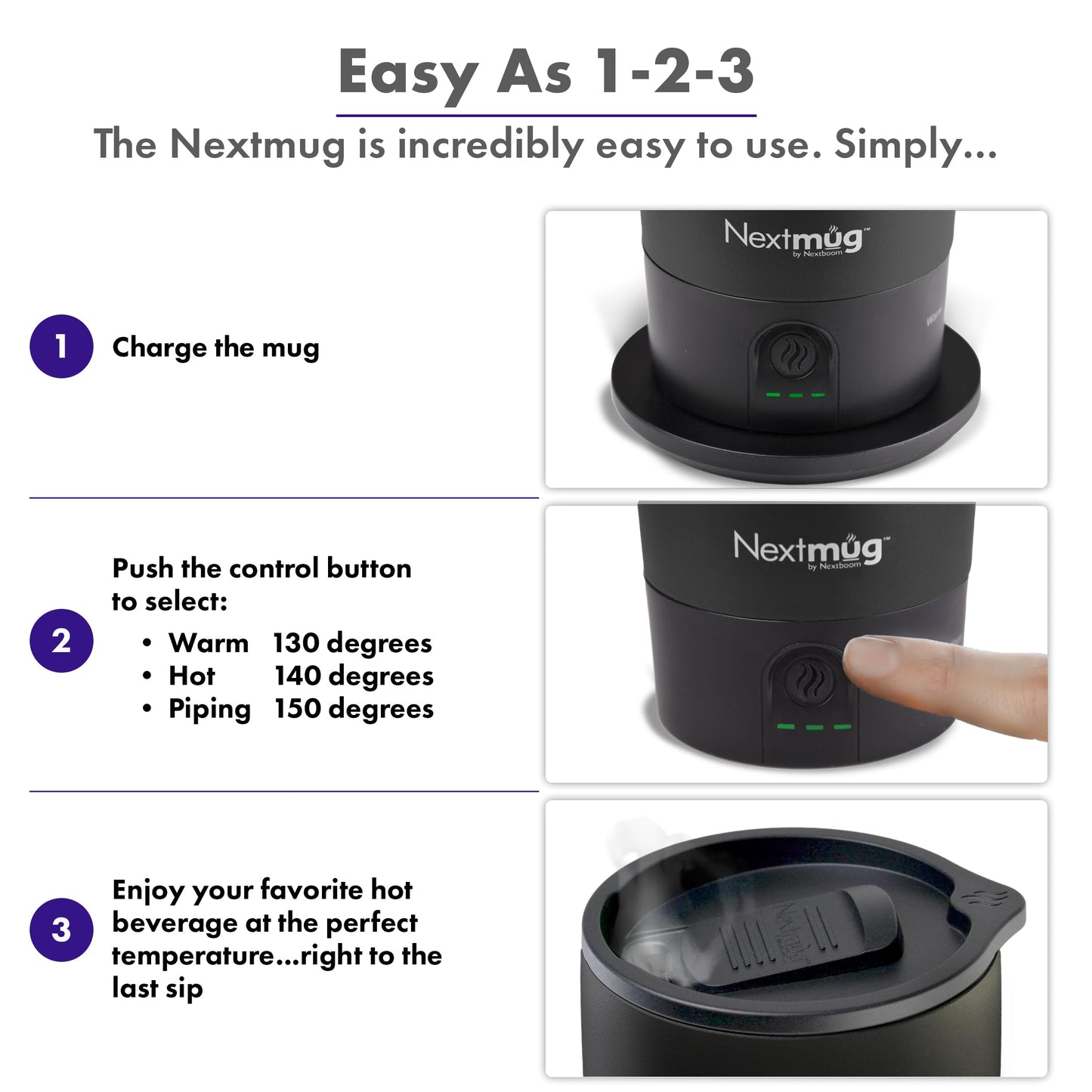 Nextmug Ultra - Temperature-Controlled, Self-Heating Travel Mug (Black - 24 oz.)