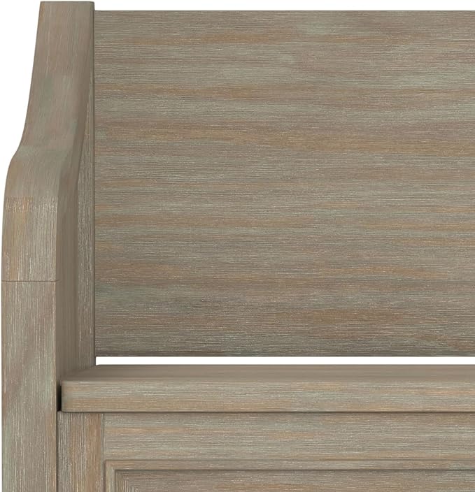 SIMPLIHOME Connaught SOLID WOOD 42 inch Wide Traditional Entryway Storage Bench in Distressed Grey for the Living Room, Entryway and Family Room