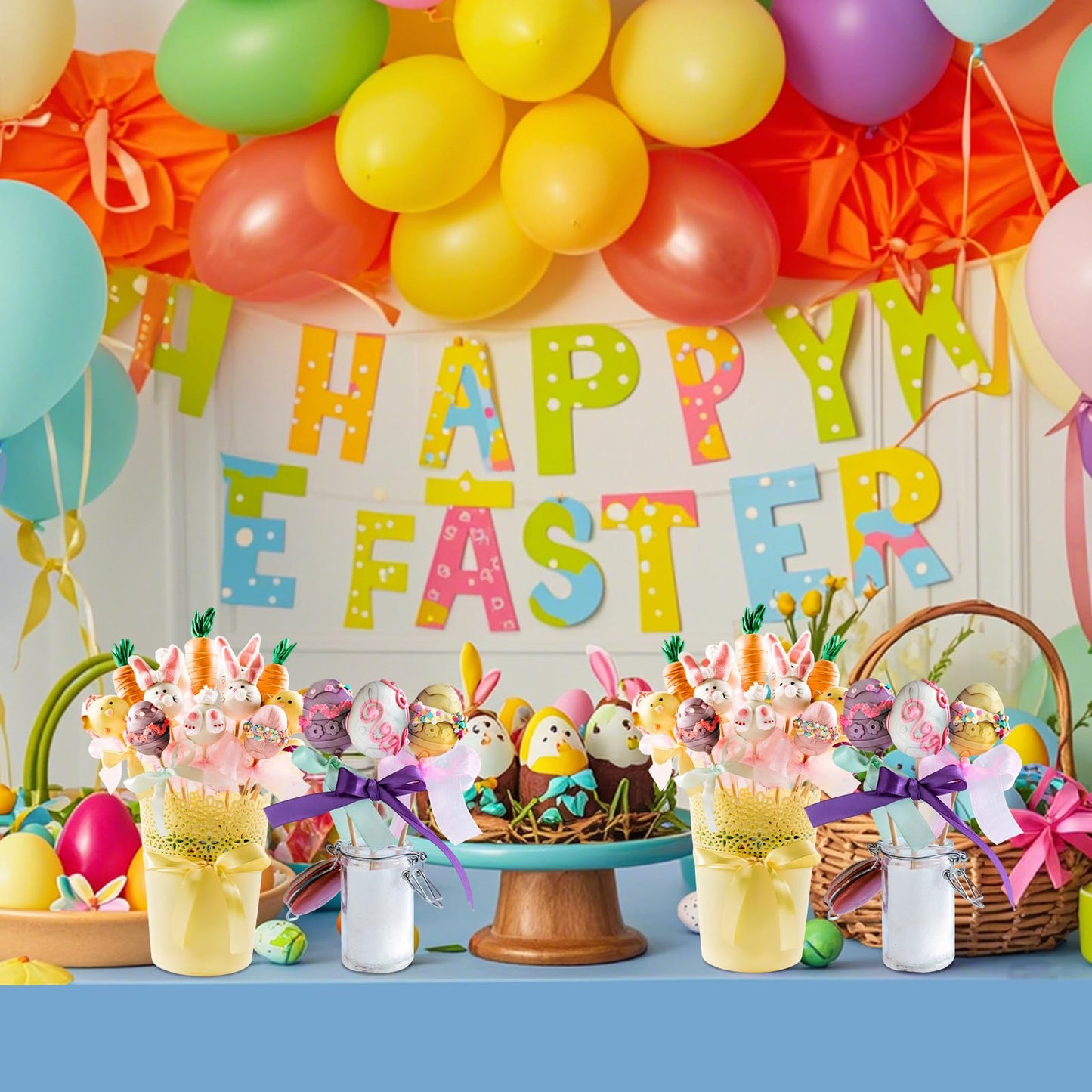 Mity Rain Easter Cake Pop Mold Kit – 2pcs Egg Silicone Molds, 100 Bags, 100 Sticks and 100 Gold Ties, DIY Egg Lollipop Molds for Chocolate, Candy, Cupcake Decorations Easter Celebrations